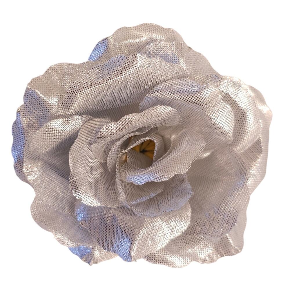 50 Silver Silk Rose Heads 3" Artificial Flower Metallic Wedding Craft Floral Lot